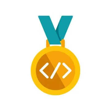 Gold medal recognizing coding programming skill achievement Illustrazione stock