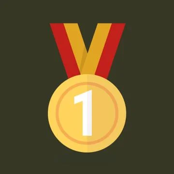 Gold Medal Vector Icon Stock Illustration