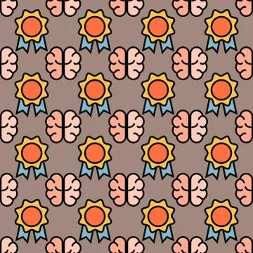 Gold medals seamless pattern brain idea background honor trophy abstract Illustrazione stock