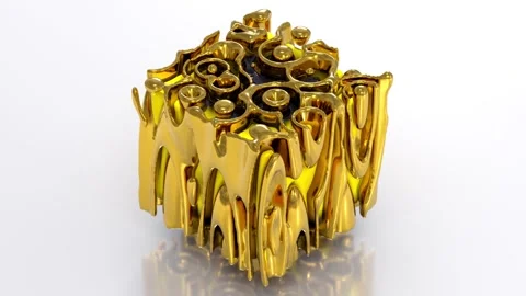 Gold Melted 3D Cube 51 4K Stock Footage 284216757