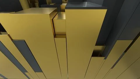 Gold Metal Blocks In Perspective Ilustración de archivo