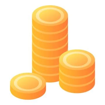 Gold metal coin stack icon, isometric style Stock Illustration