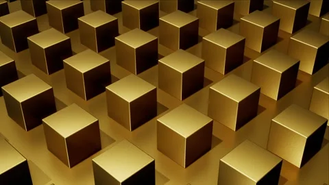 Gold metal cubes background loop Video stock 265248727