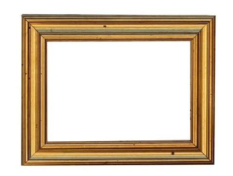 Gold metal empty rectangle retro vintage aged frame Stock Photos