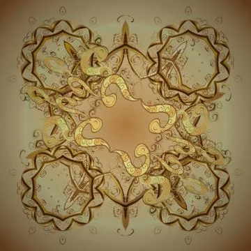 Gold metal with floral pattern. Vector golden floral ornament brocade textile an Illustrazione stock