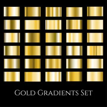 Gold metal gradient set. Gradation design swatches collection Stock Illustration