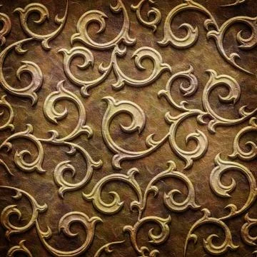 Gold metal pattern on paper backgrond Illustrazione stock