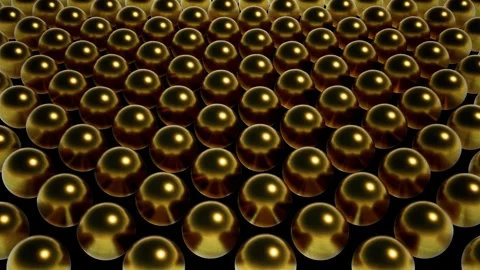 Gold Metal Sphere Array Loop Stock Footage 240318884