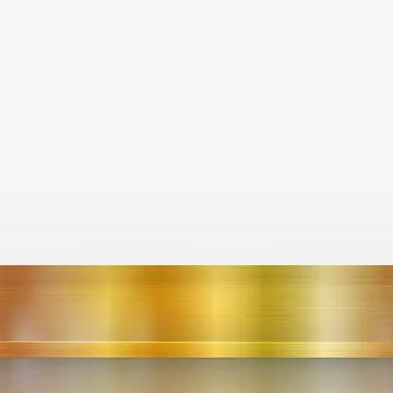 Gold metal table top isolated on white background, promotional web template - Illustrazione stock