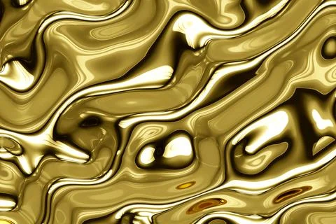 Gold metal texture with waves, liquid gold metallic silk wavy design Stock Illustration