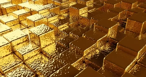 Gold metallic background from cubes Stock Footage 147490667