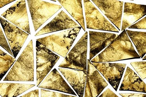Gold metallic geometric triangle paint background 库存插图