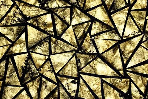 Gold metallic geometric triangle paint background 库存插图