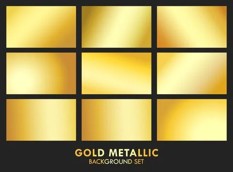 Gold Metallic Gradient Background Set Vector Illustration Stock Illustration