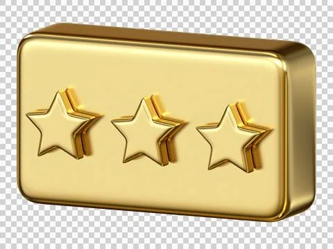 Gold metallic plate icon with three star rank rating mark イラスト素材