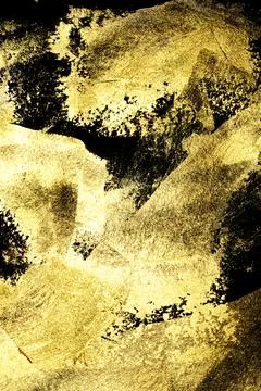 Gold metallic shiny paint leaf on black background Stock Illustration