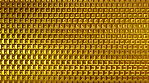 Gold metallic square tiles background with luxury shine, seamless 4K loop Stock Footage 342257097