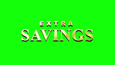 Gold metallic text Extra Savings with shadow on green screen background typ.. 動画素材 336365162
