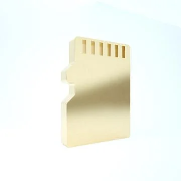 Gold Micro SD memory card icon isolated on white background. 3d illustration  Stock Illustration