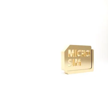 Gold Micro Sim Card icon isolated on white background. Mobile and wireless co Stock Illustration