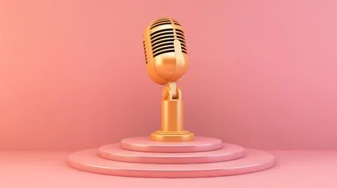 Gold microphone Stock Illustration
