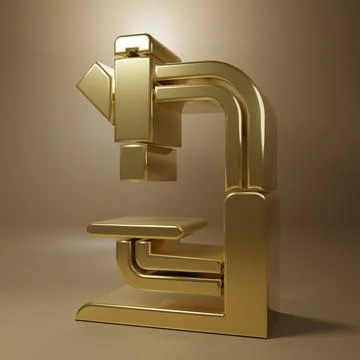 Gold Microscope icon isolated on brown background. Chemistry, pharmaceutica.. Stock Illustration