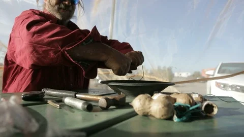 Gold Miner Assembling Pipe Bomb Stock Footage 102629008