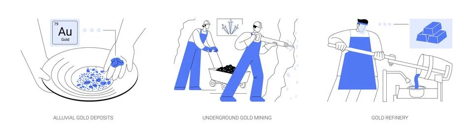 Gold mining abstract concept vector illustrations. Stock Illustration