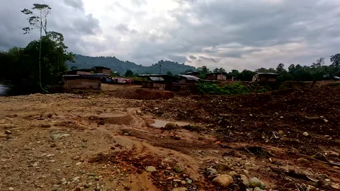 A gold mining camp in a tropical forest; (illegal) gold mining activities Stock Footage 336916806