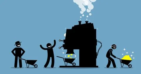 Gold mining machine.  Illustrazione stock