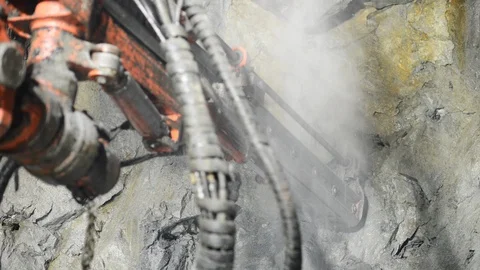 Gold mining mine drill machinery tunnel Stock Footage 113093267