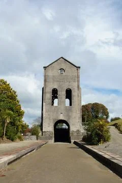 Gold mining No 5 pump-house was built in 1904 by Waihi Gold Mining Company Stock Photos
