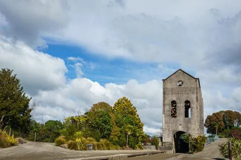 Gold mining No 5 pump-house was built in 1904 by Waihi Gold Mining Company Stock Photos