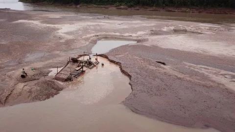 Gold-mining in the Peruvian Amazon Stock Footage