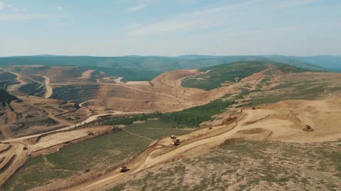 Gold mining pit. Aerial view. Russia. Yakutia. Stock Footage 253986128
