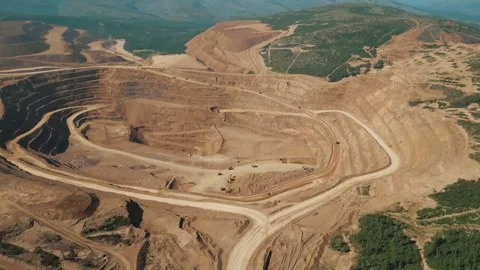 Gold mining pit. Aerial view. Russia. Yakutia. Video stock 253986189