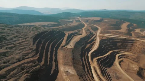 Gold mining pit. Aerial view. Russia. Yakutia. Stock Footage 253986216