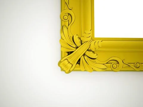 Gold mirror frame rendered on dark wall Stock Illustration