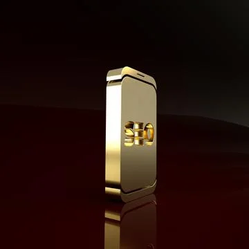 Gold Mobile phone SEO optimization concept icon isolated on brown background. Stock Illustration