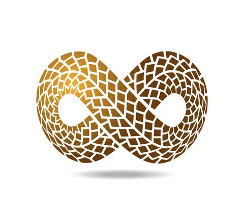 Gold Mobius loop made of gold tire track. Located on the sphere. Skin of snake イラスト素材