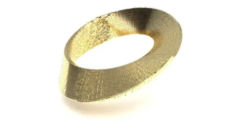 Gold Mobius stripe loop endless rotate on white back Stock Footage 270977137