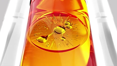 Gold molecule macro atom cell Serum Liquid Cream ,Collagen Clear Crystal Premium Video stock 277431233