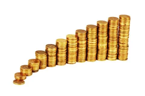 Gold money stack isolated on white Stock Photos