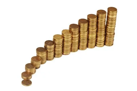 Gold money stack isolated on white Stock Photos