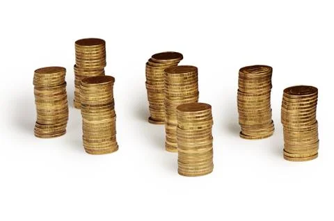 Gold money stack isolated on white Stock Photos