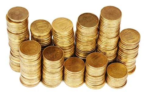 Gold money stack isolated on white Stock Photos