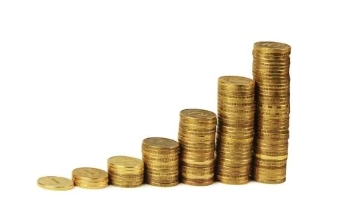 Gold money stack isolated on white Stock Photos