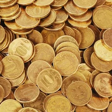 Gold money stack macro Stock Photos