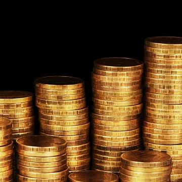 Gold money stack macro Stock Photos