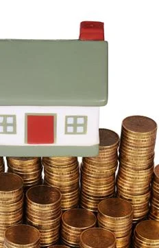 Gold money stack macro Stock Photos